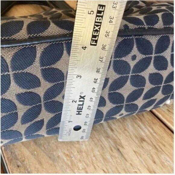 Fossil Black & Brown Multi Canvas Zip Satchel Handbag Hobo Purse Carryall Tote - Picture 7 of 12